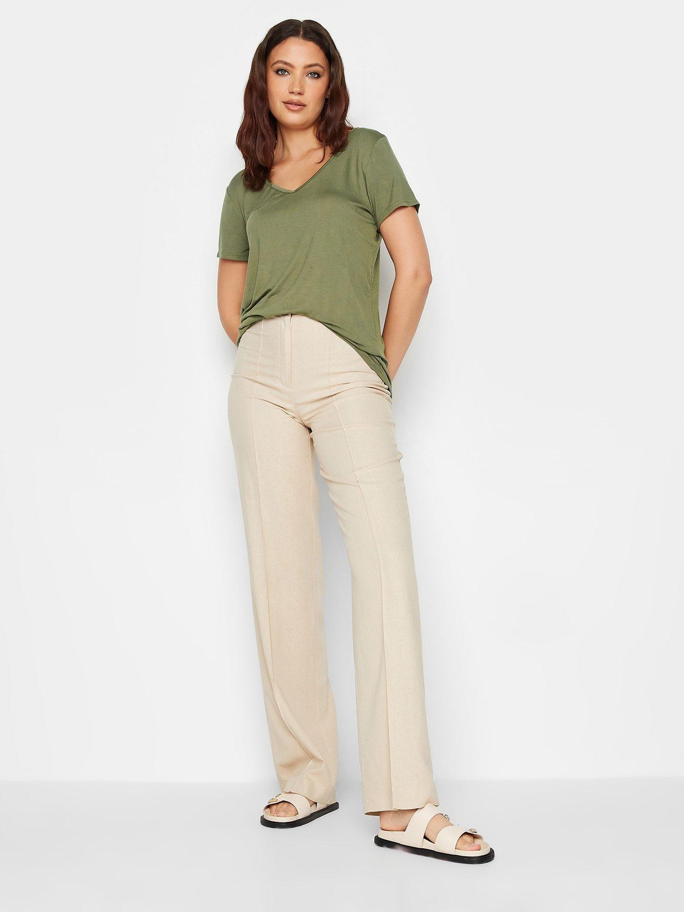  image of long-tall-sally-khaki-basic-v-neck-tee