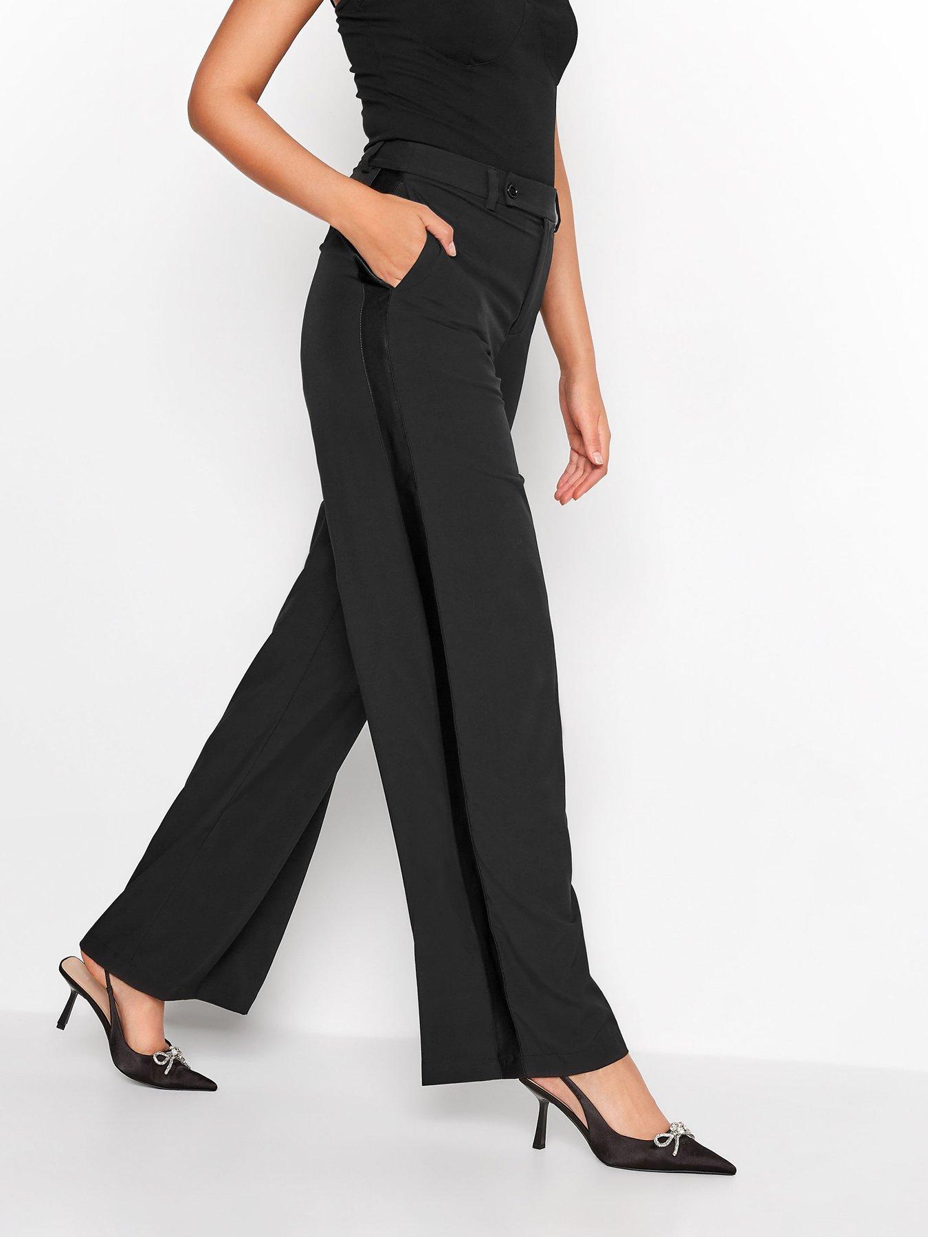 Long Tall Sally Ponte Trouser With Tie Waist 36inch - Black