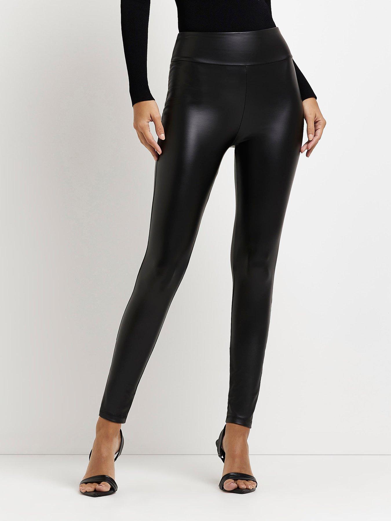 Off White Leather-Look High Waist Leggings