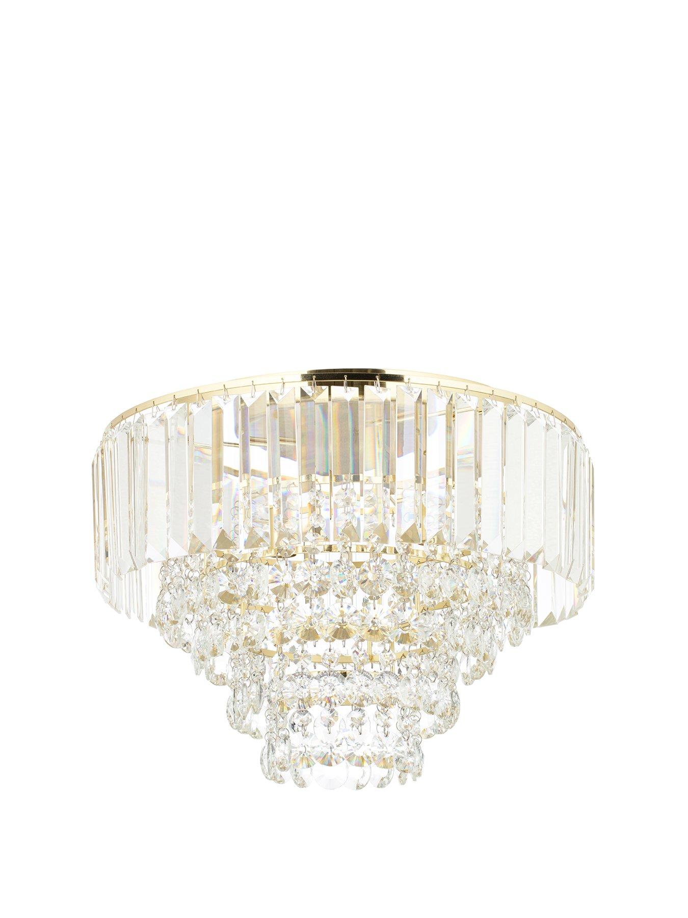 undefined Paladina Flush Ceiling Light - Satin Brass/clear