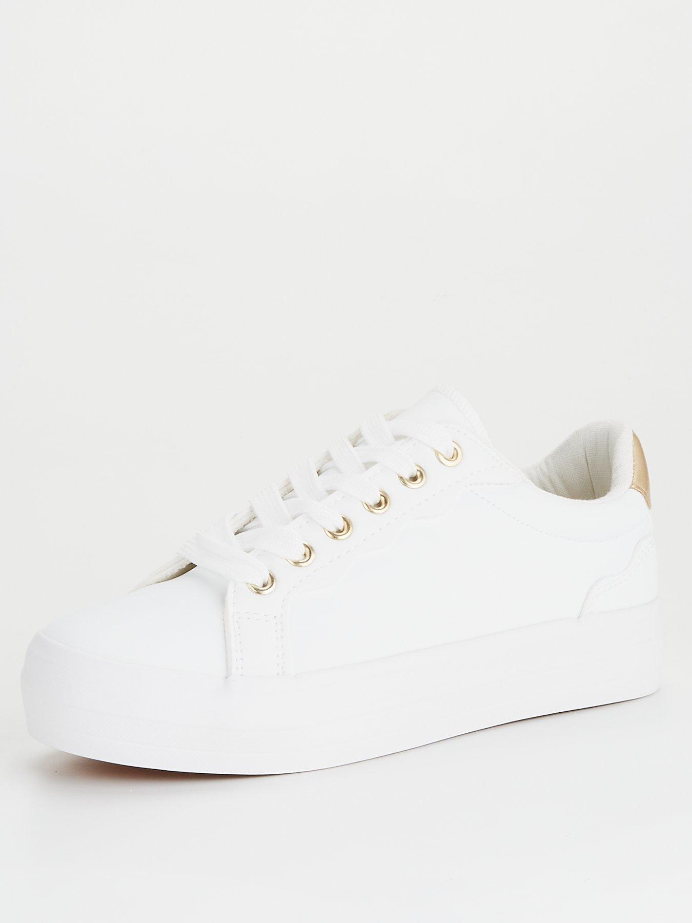 stillFront image of the-very-collection-extra-wide-fit-platform-trainer-white
