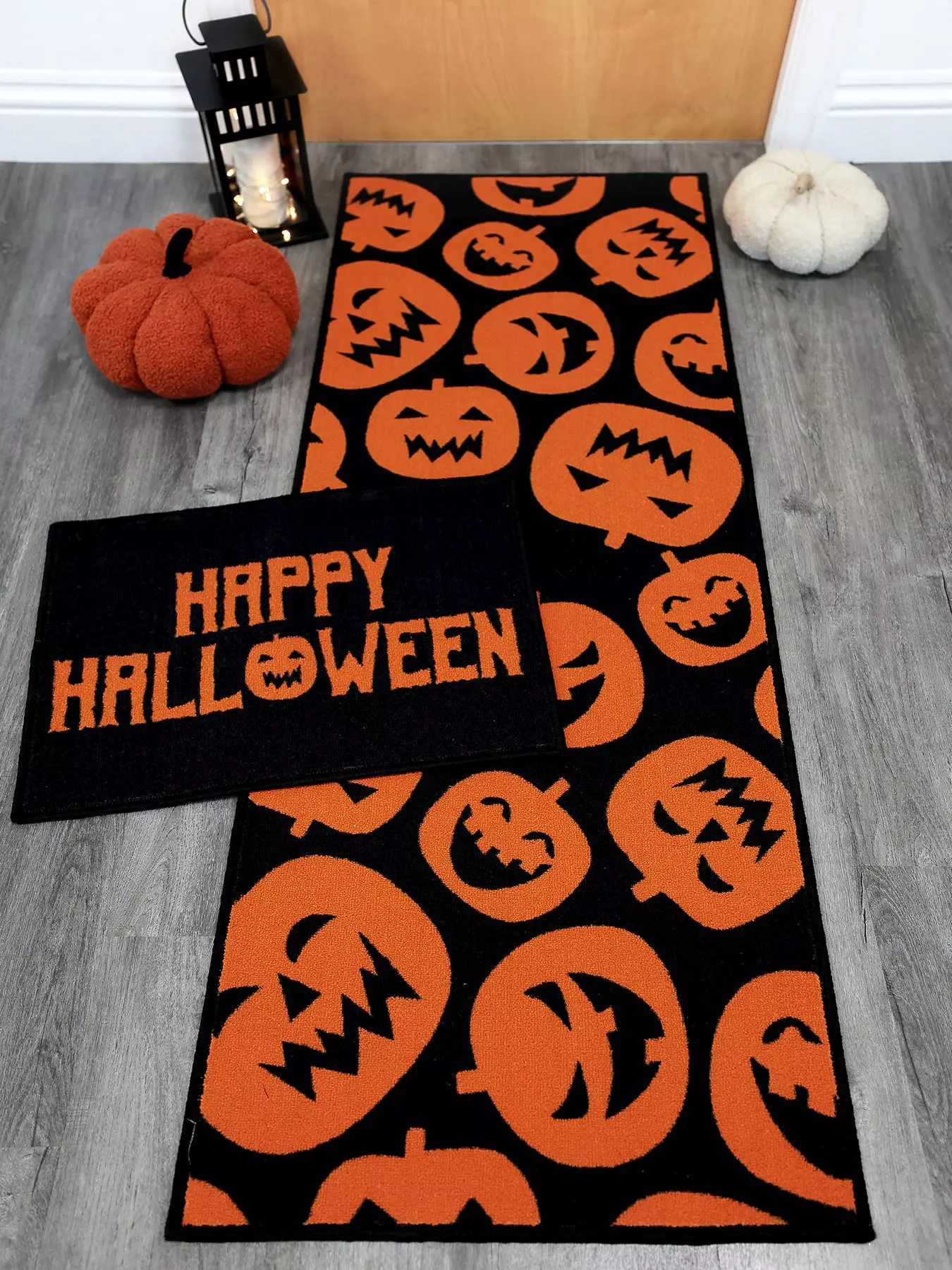 KILOCOCO Halloween Door Mat 27''x43'' Orange Outdoor Rug for