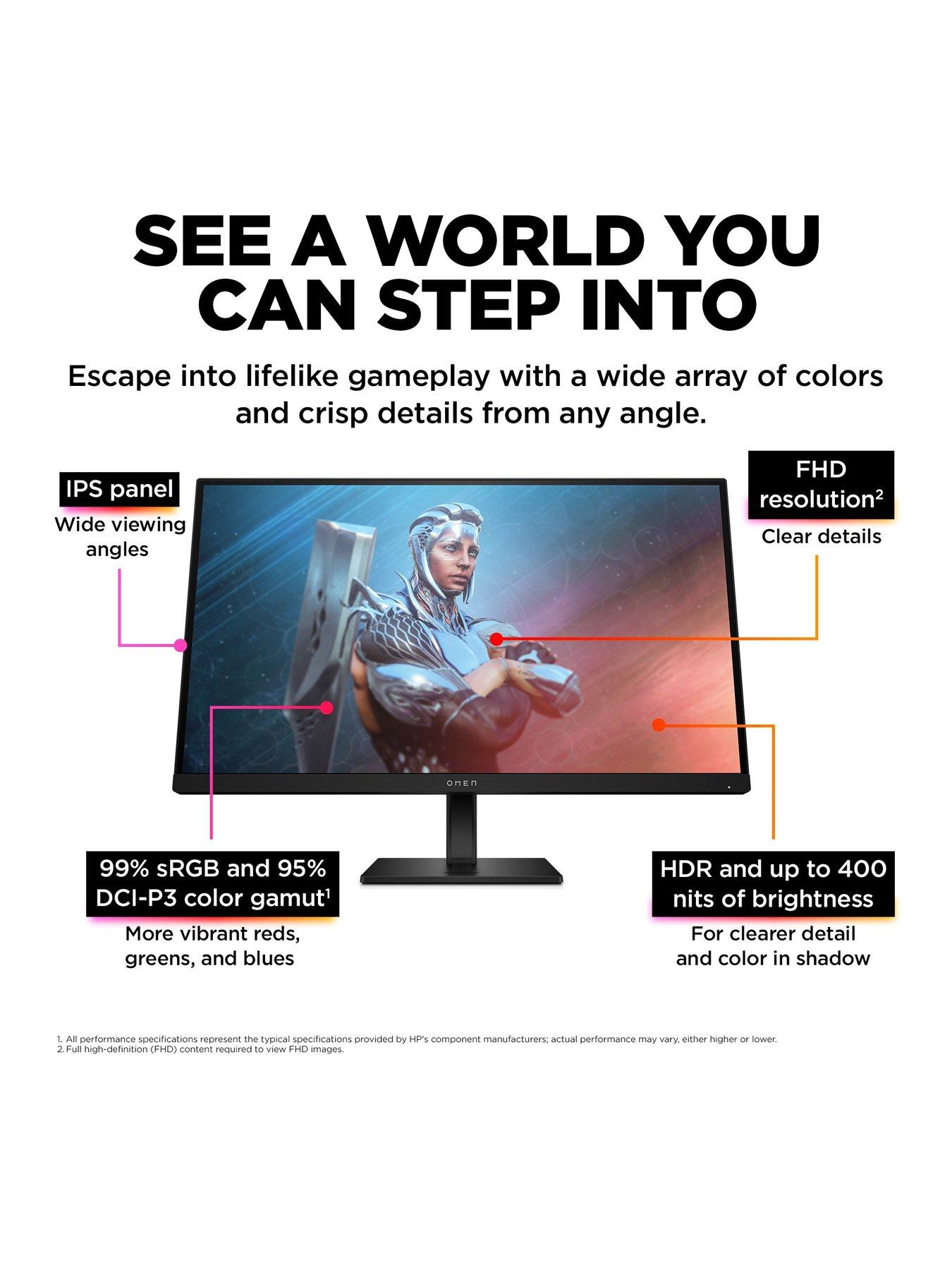  image of hp-omen-27-gaming-monitor-27innbspfhd-1920-x-1080-165hz-1ms-response-amd-freesyncnbsppremium-adjustable-stand-pc-amp-console-compatible