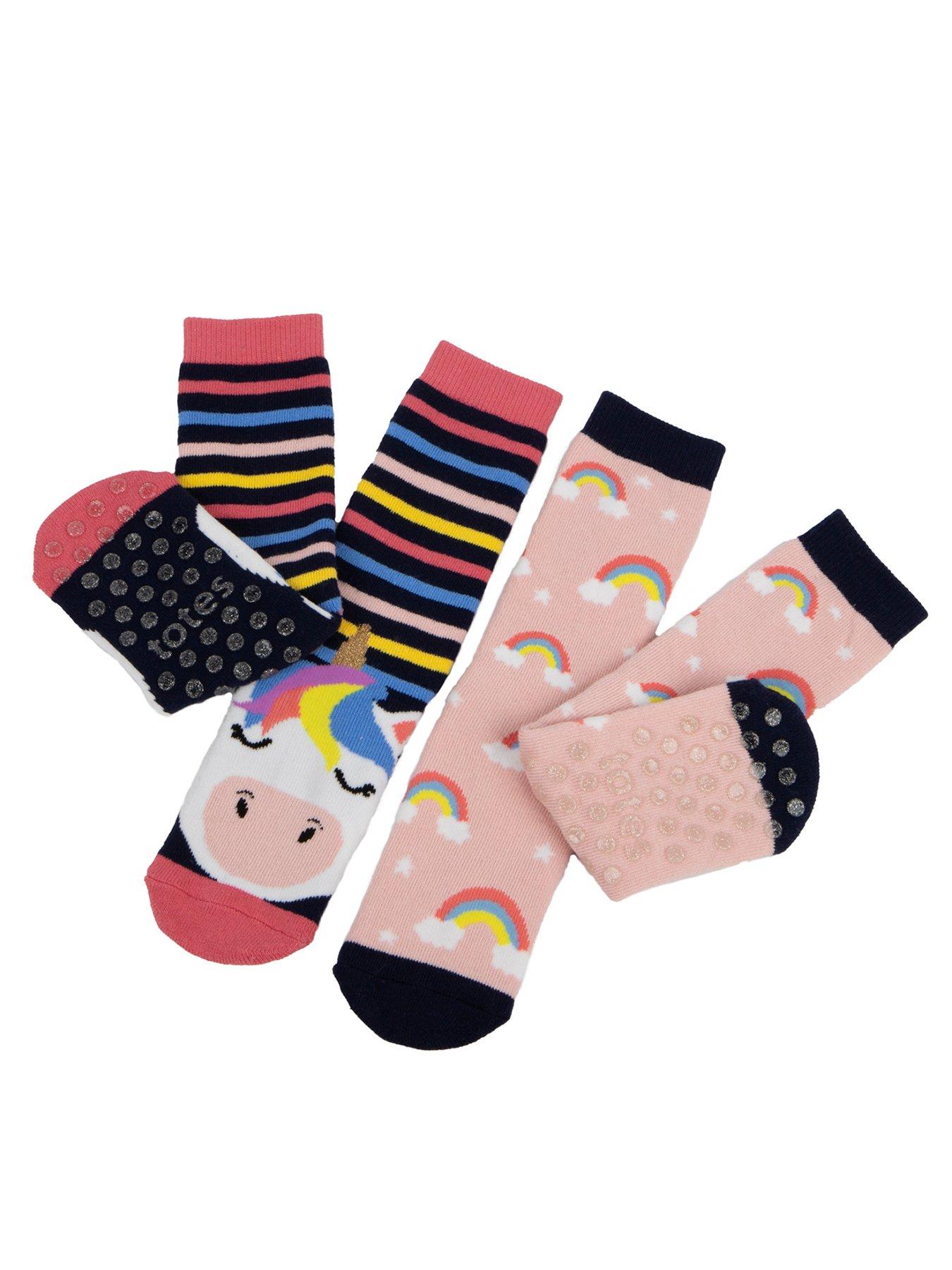 TOTES 2pk Original Younger Kids Unicorn Slipper Socks