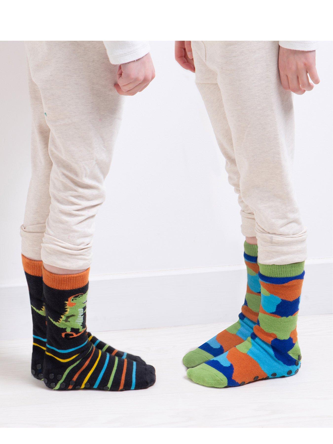  image of totes-totes2pk-original-younger-kids-dino-slipper-socks-multi