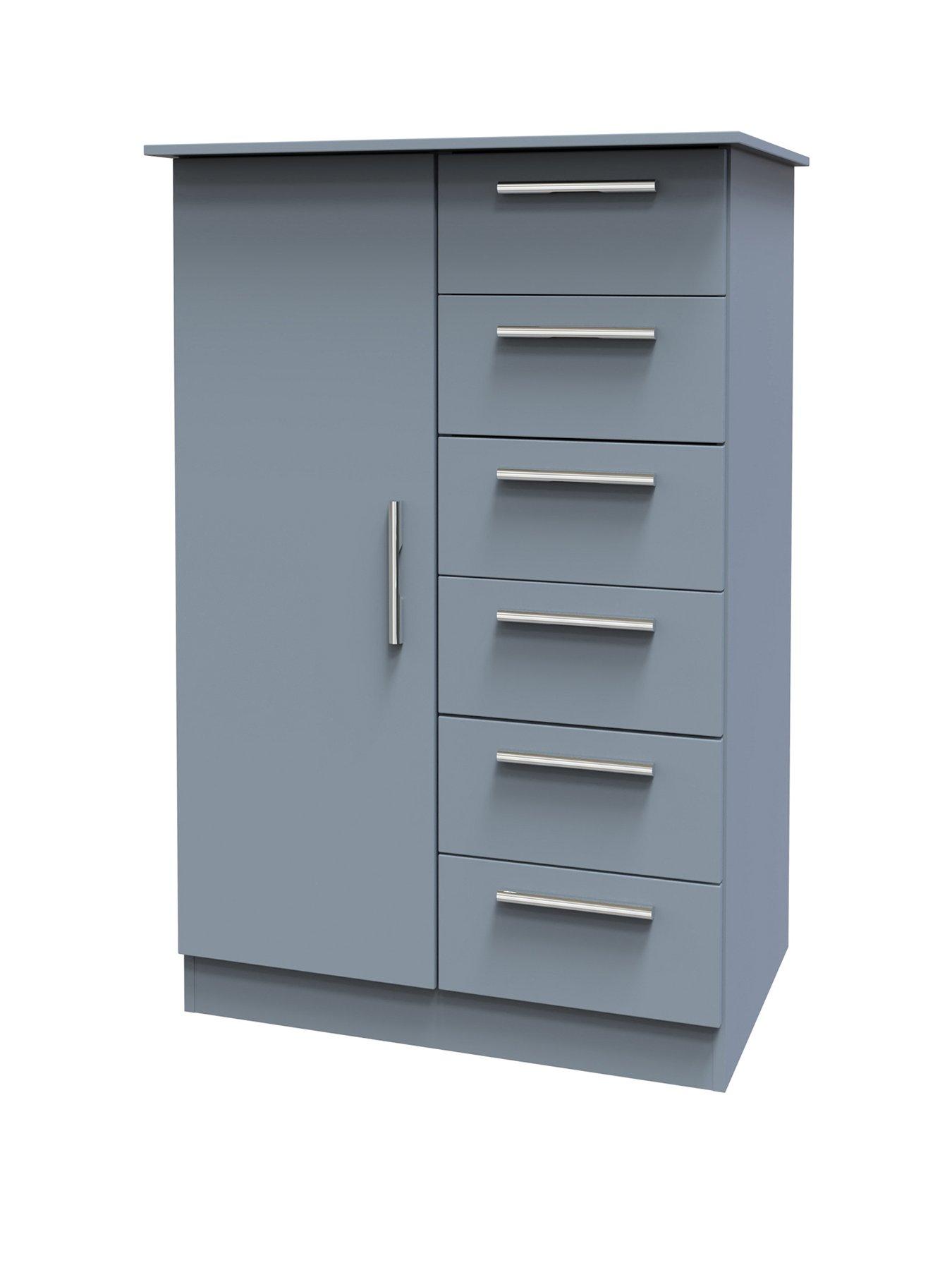 back image of swift-logan-ready-assembled-1-door-5-drawer-wardrobe-blue
