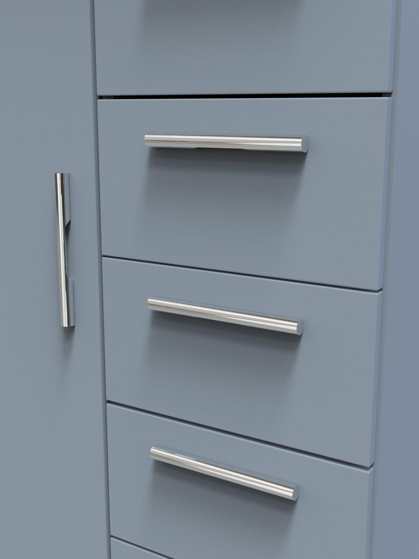  image of swift-logan-ready-assembled-1-door-5-drawer-wardrobe-blue