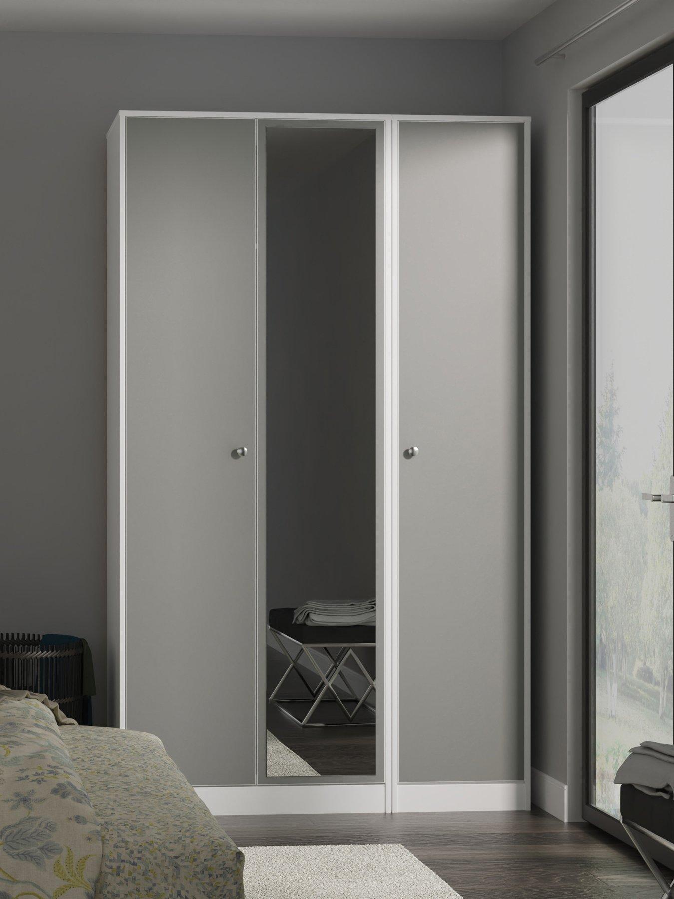 undefined Verity Part Assembled 3 Door Mirrored Wardrobe