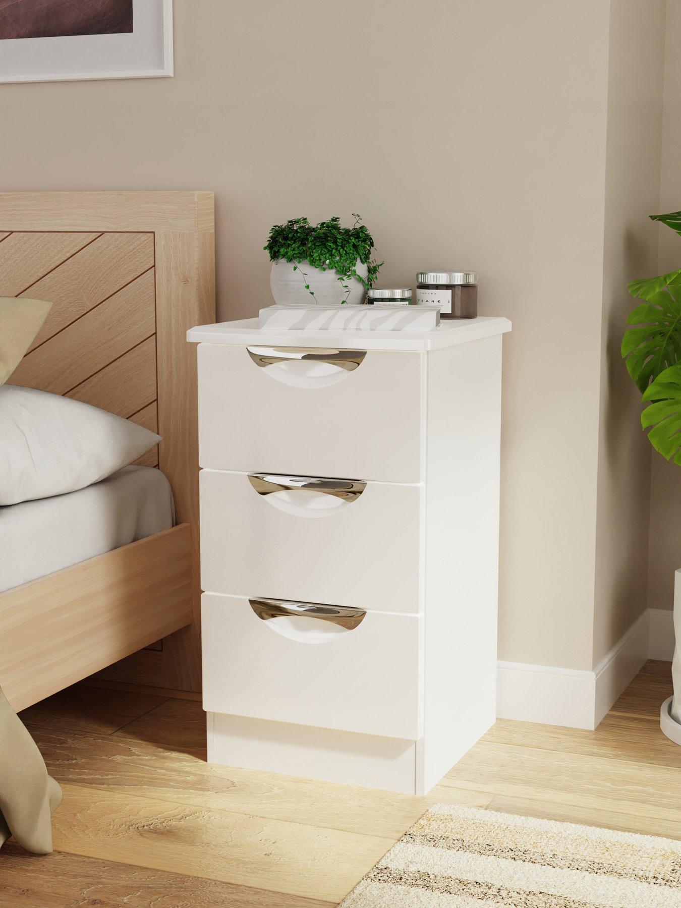 front image of swift-alva-ready-assembled-3-drawer-gloss-bedside-chest-white