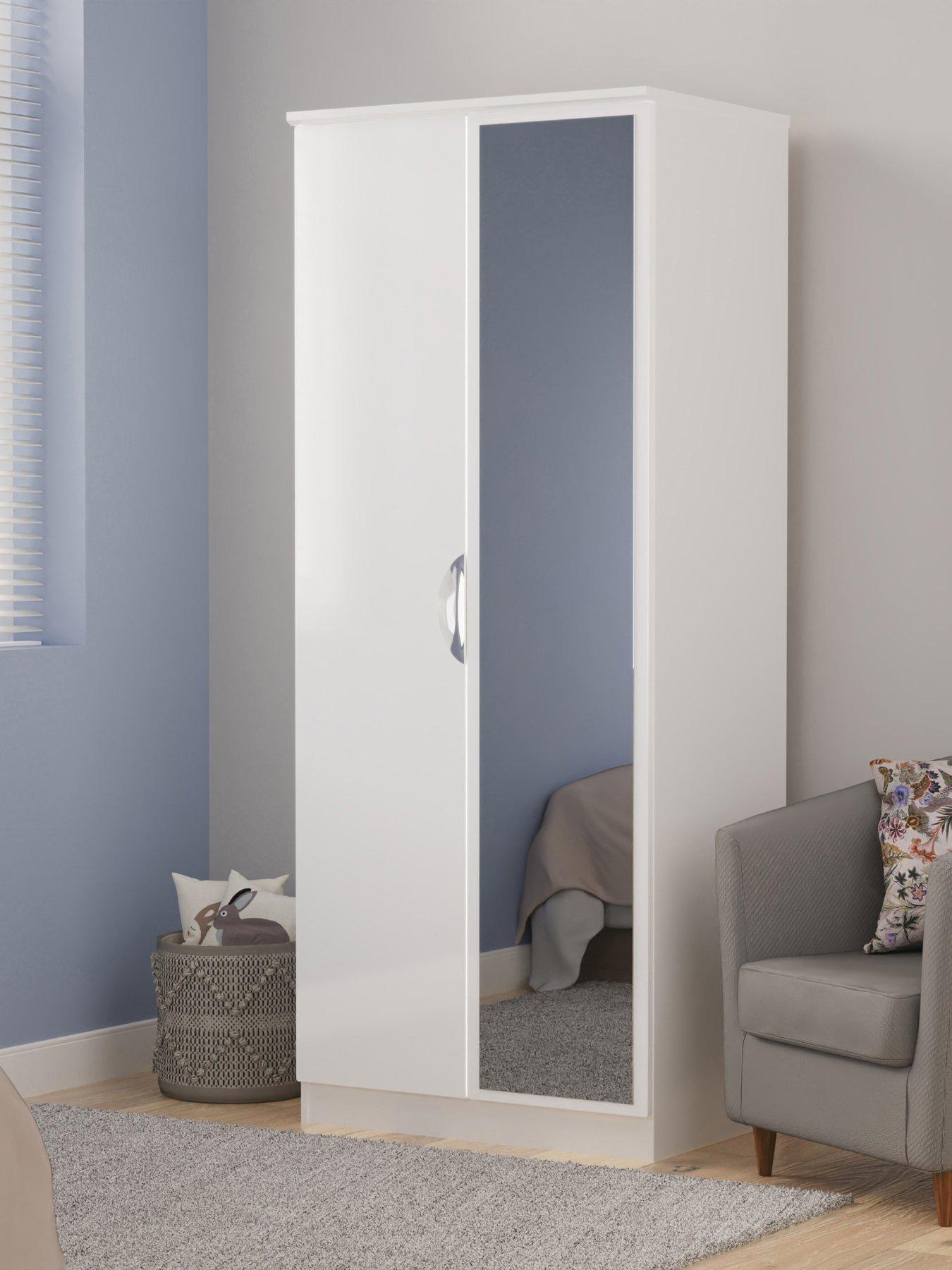 undefined Alva Ready Assembled 2 Door Gloss Mirrored Wardrobe