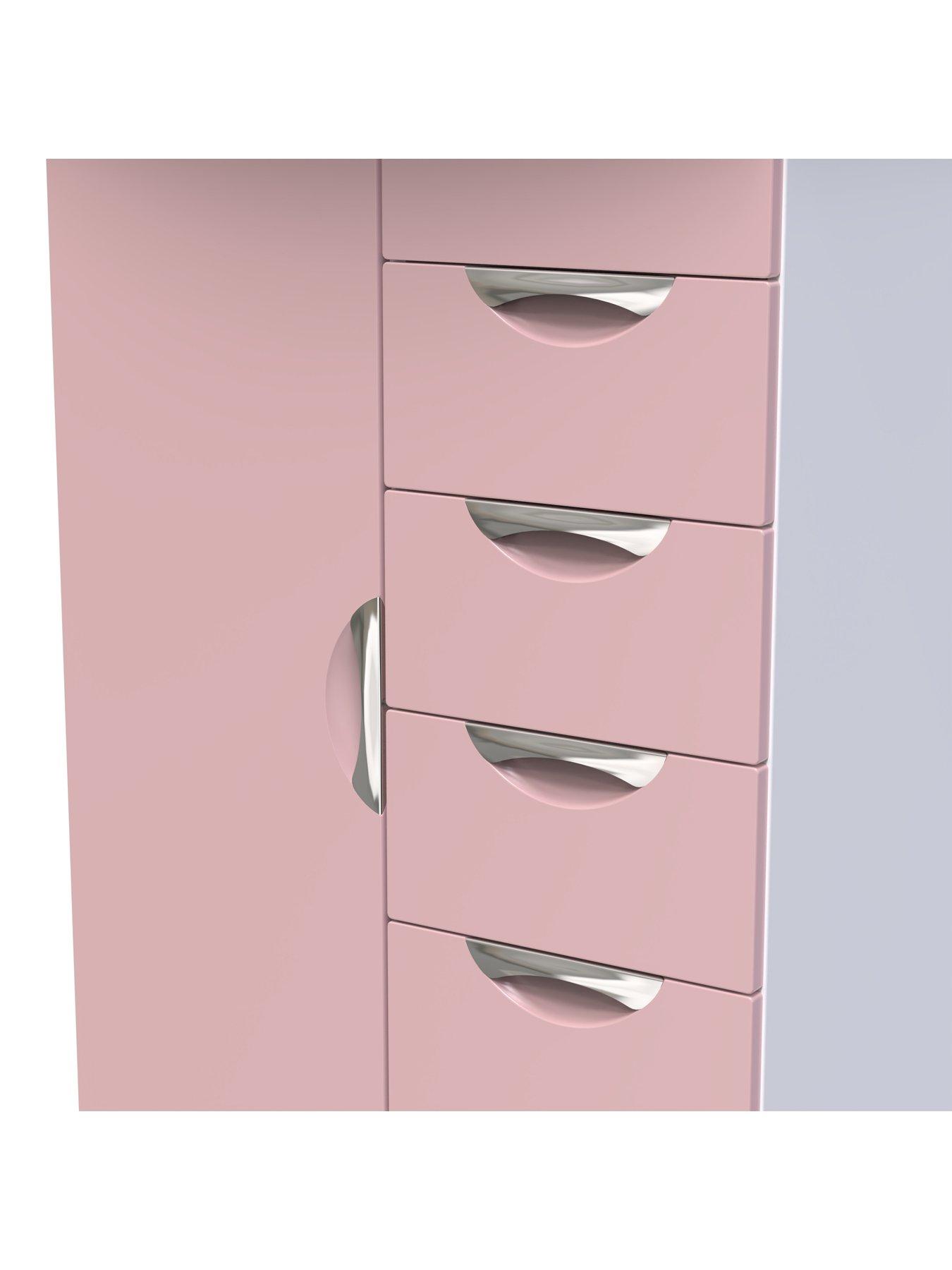  image of swift-alva-ready-assembled-1-door-6-drawer-compact-midinbspwardrobe-pink