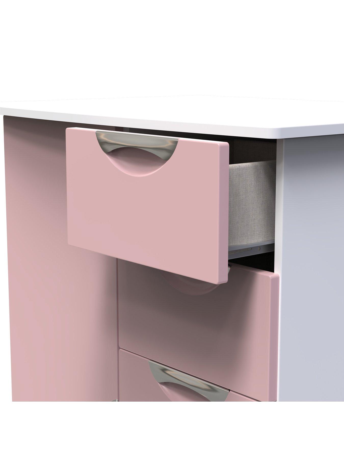  image of swift-alva-ready-assembled-1-door-6-drawer-compact-midinbspwardrobe-pink