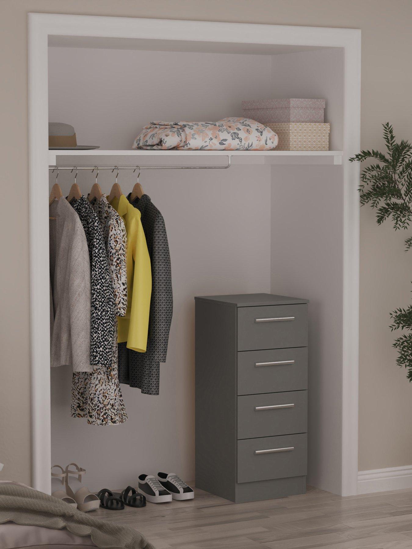 SWIFT Logan Ready Assembled 4 Drawer Tall Boy - Grey
