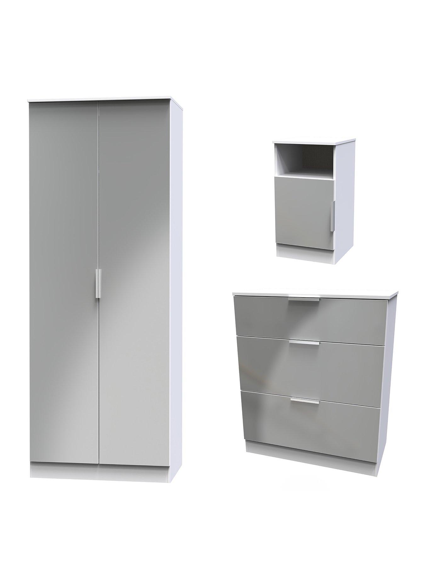 SWIFT Adair Ready Assembled 3 Piece Set Bedside, Chest of Drawers