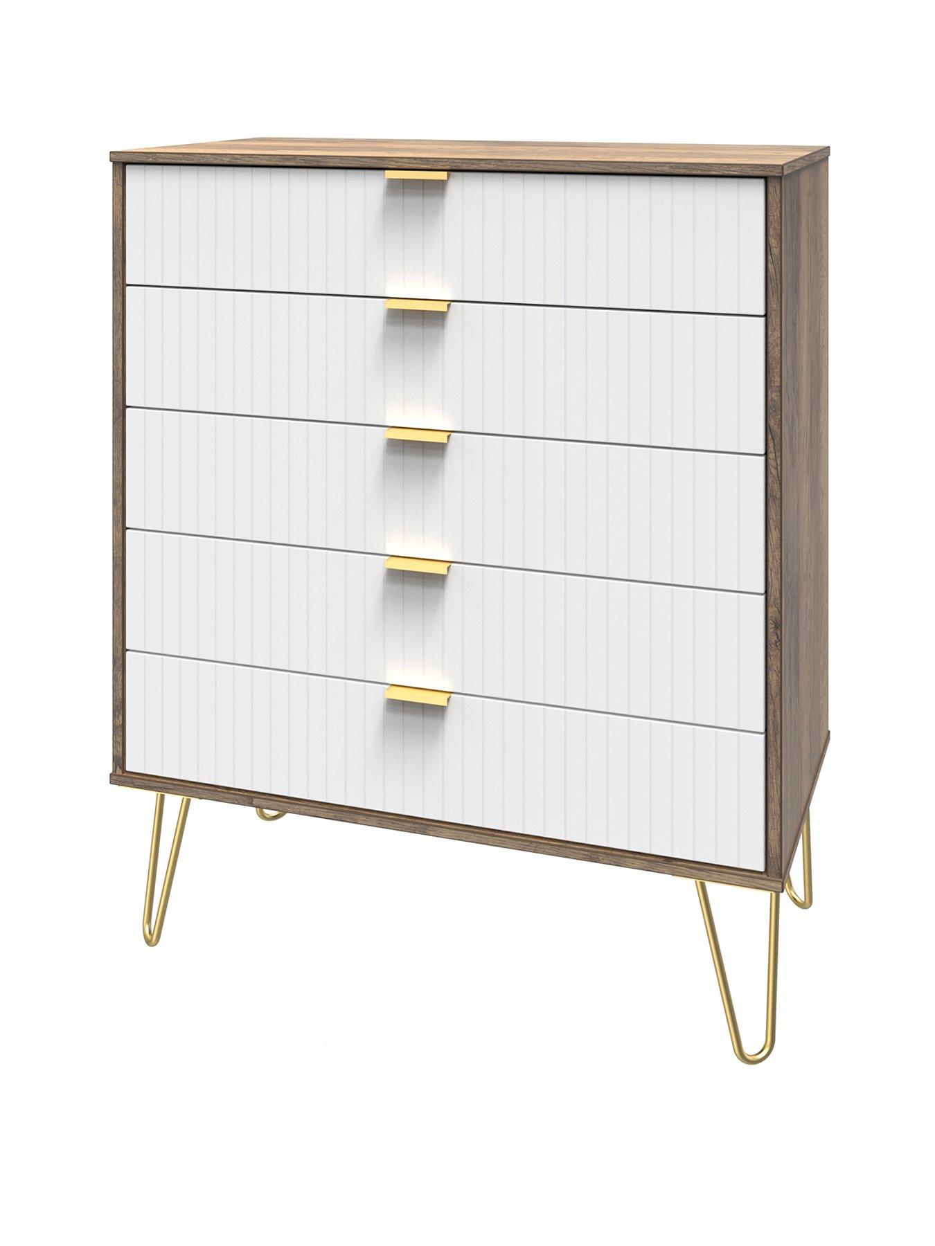  image of swift-andie-ready-assembled-5-drawer-chest-whiteoak