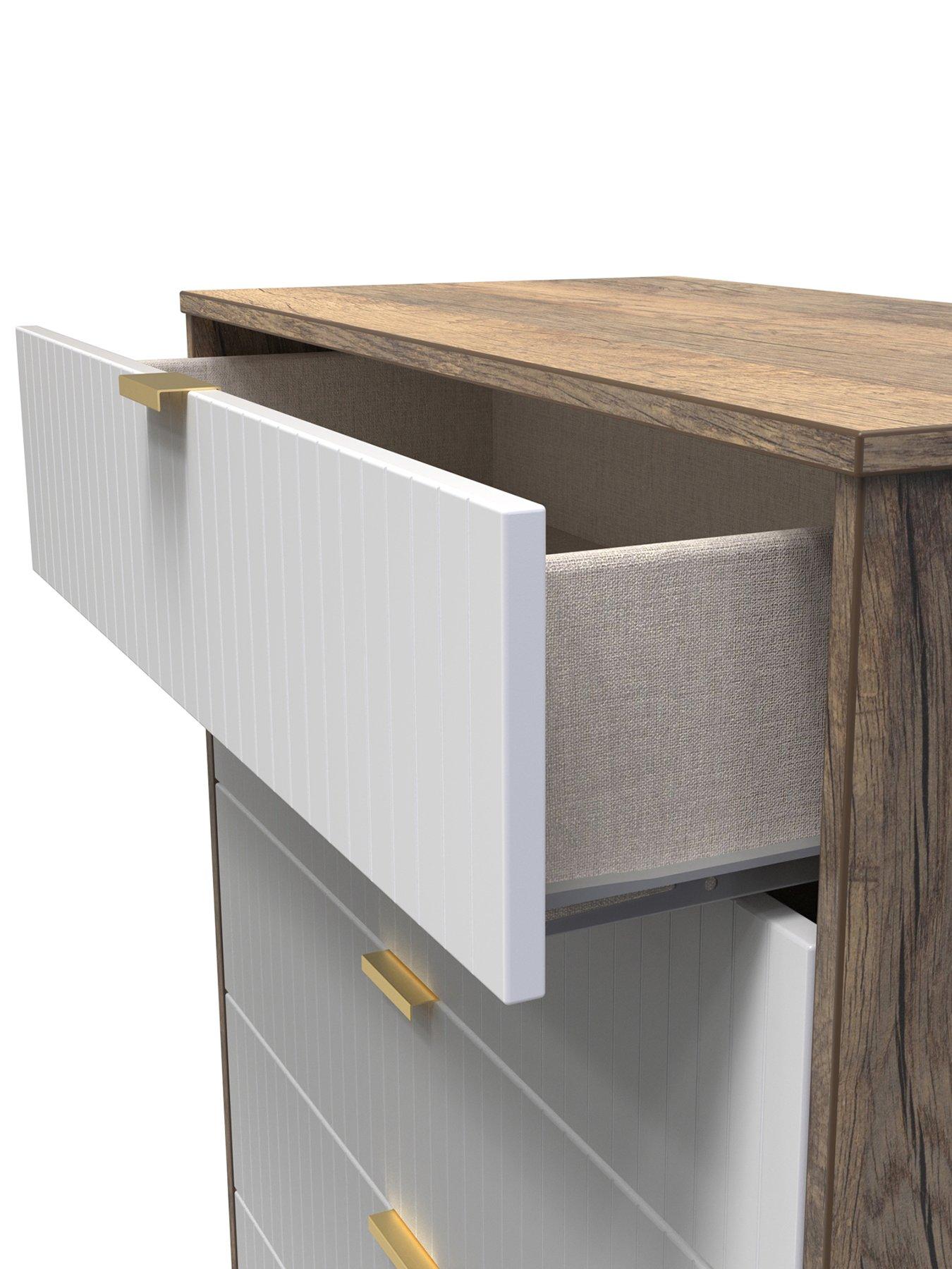 image of swift-andie-ready-assembled-5-drawer-chest-whiteoak