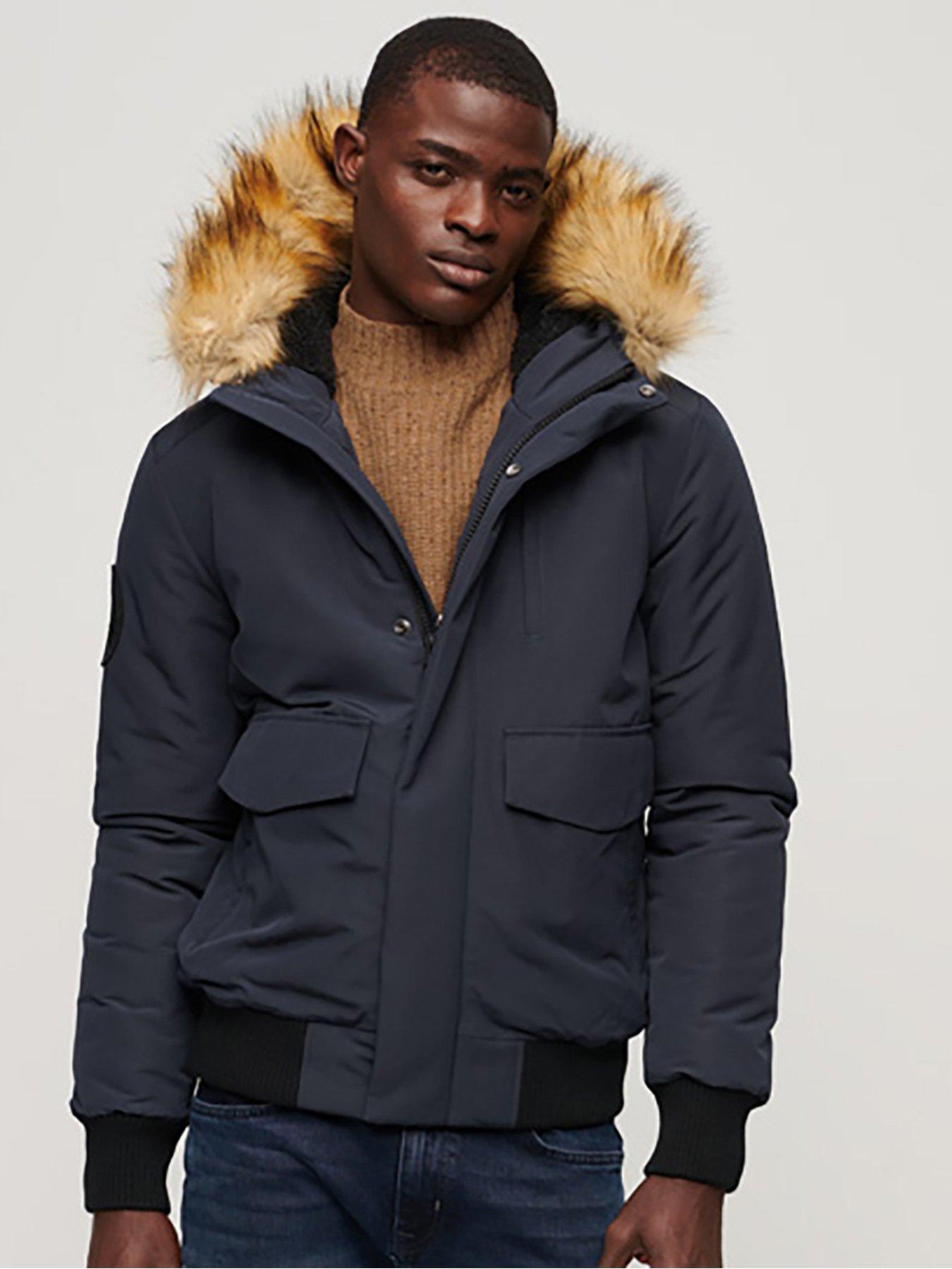 Superdry Hooded Everest Padded Bomber Jacket - Navy