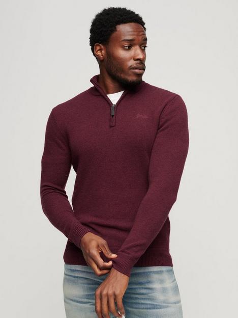superdry-essential-embroidered-knit-half-zip-sweatshirt-red