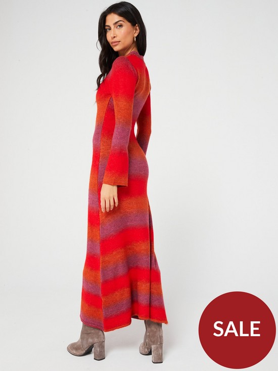 stillFront image of v-by-very-maxi-knitted-stripe-dress-multi