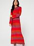  image of v-by-very-maxi-knitted-stripe-dress-multi