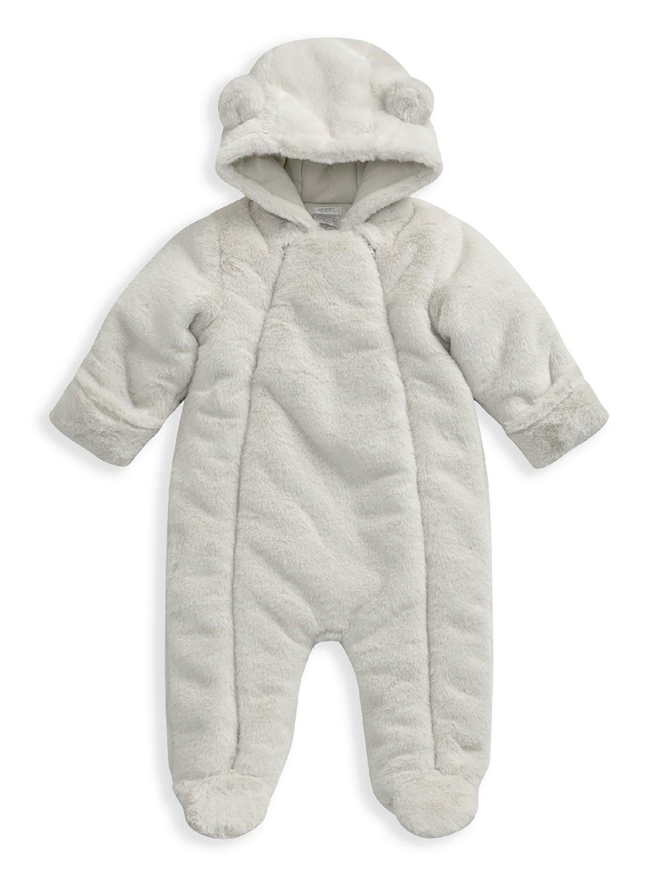 undefined Unisex Baby Faux Fur Pramsuit - Grey