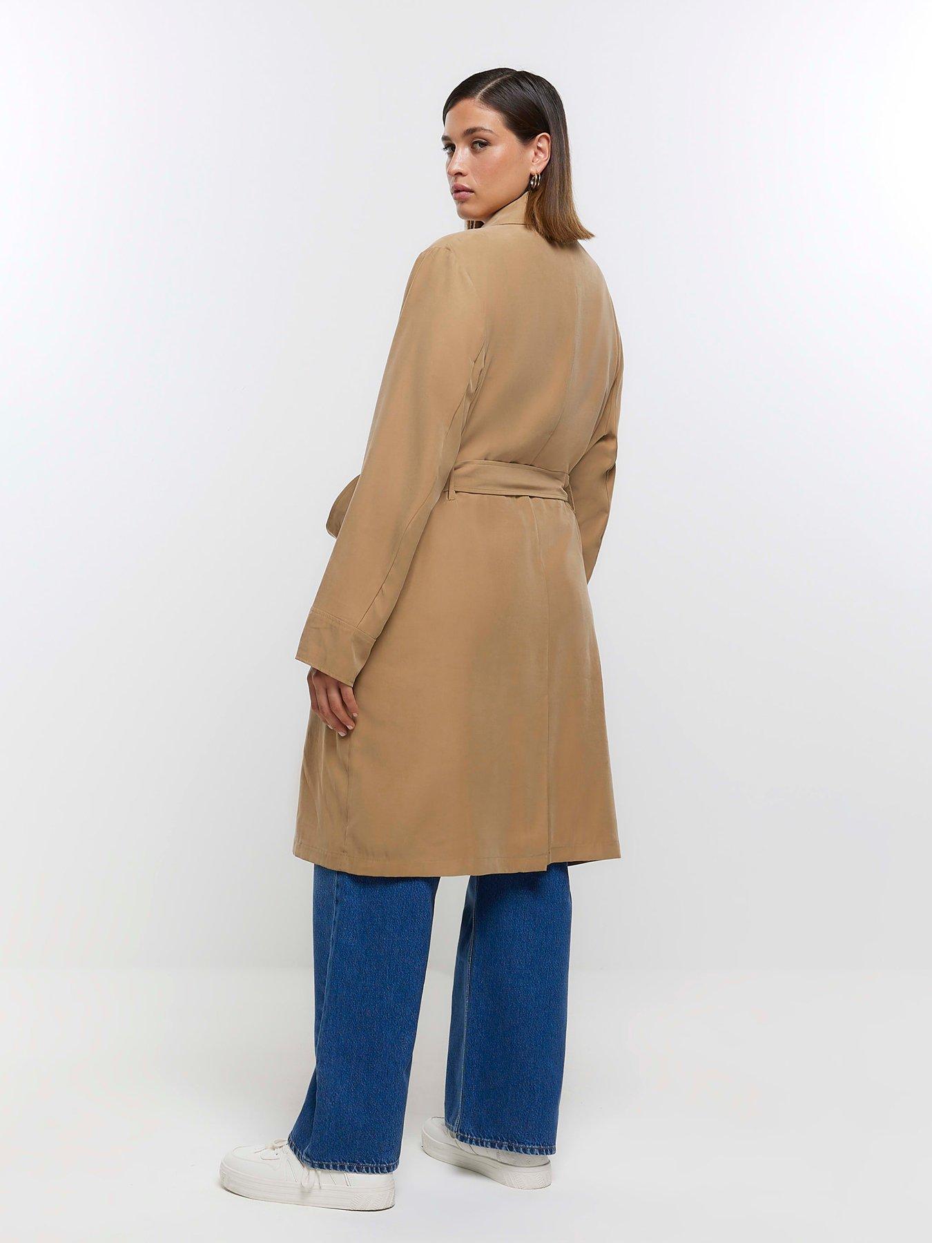 River island beige coat hot sale
