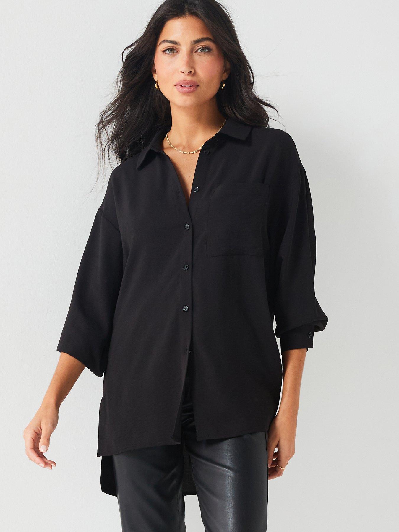  image of v-by-very-oversized-boyfriend-shirt-black