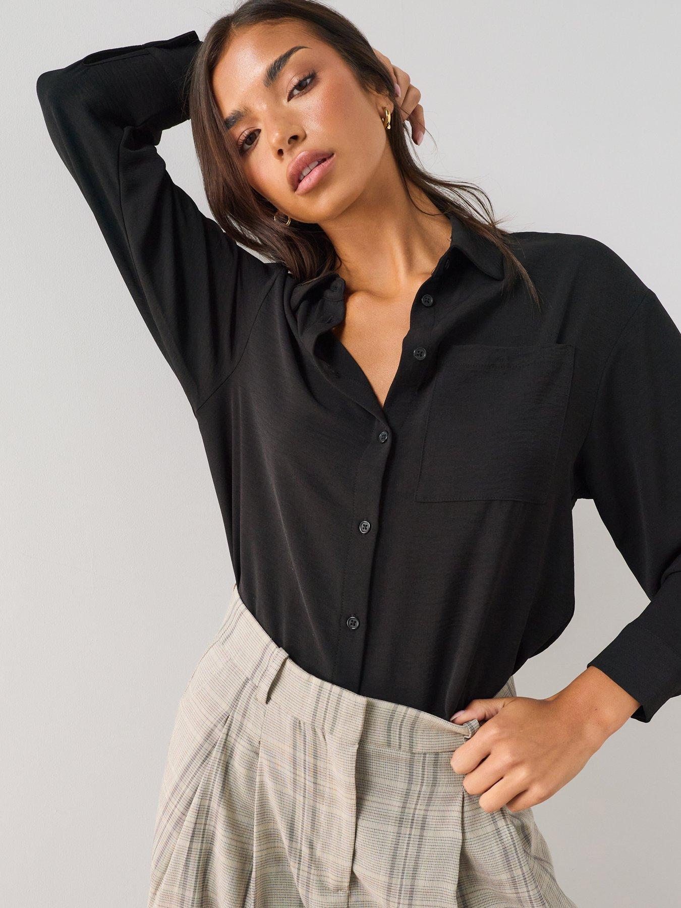 open lace back dress ASHTON WASHED BLACK DENIM SHIRT – DISSH main image 1