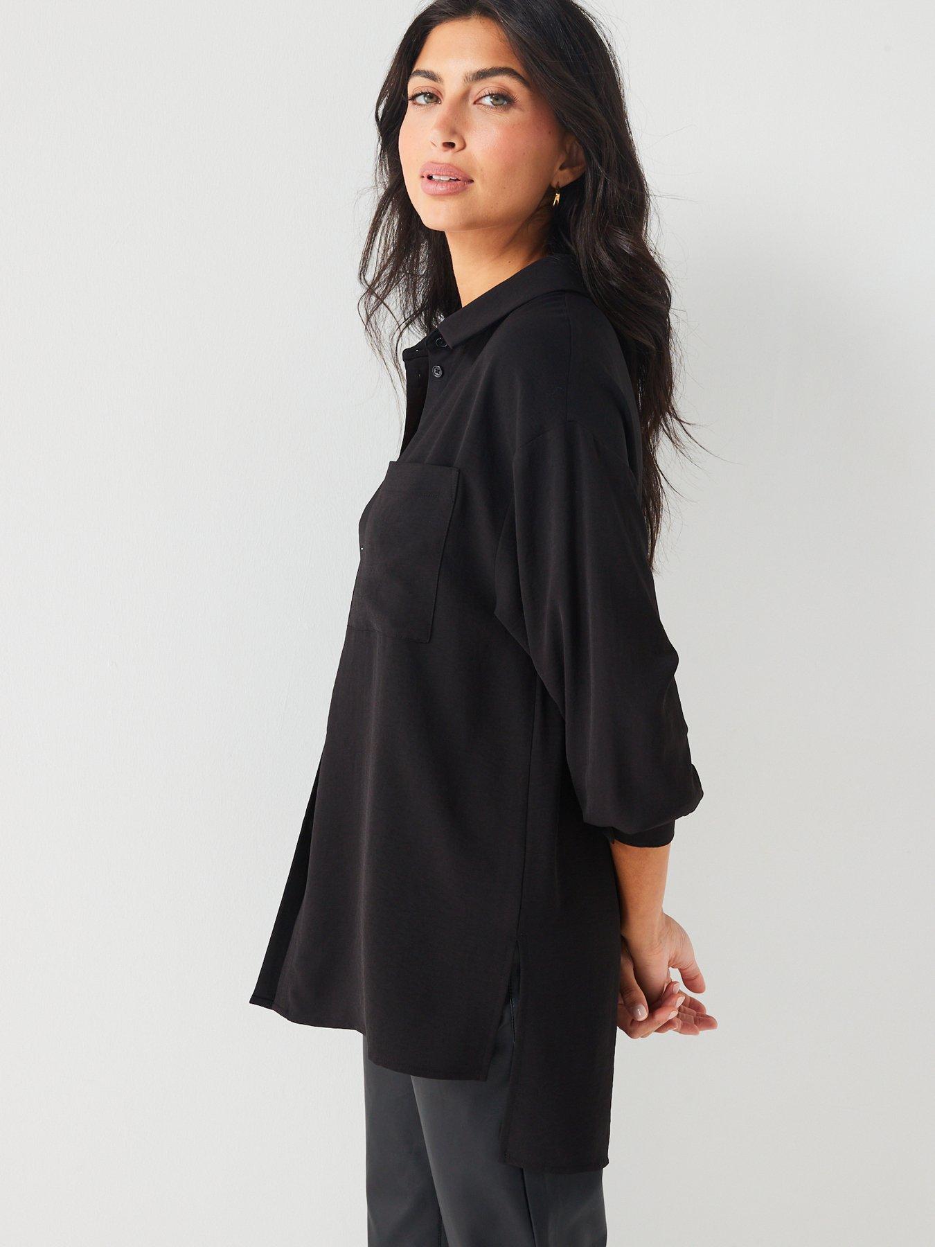  image of v-by-very-oversized-boyfriend-shirt-black
