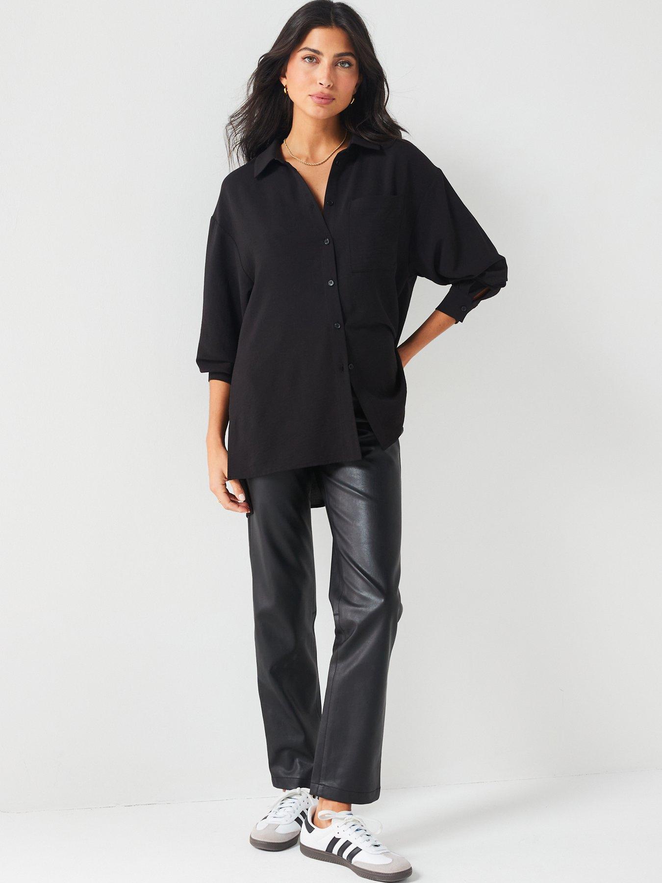  image of v-by-very-oversized-boyfriend-shirt-black