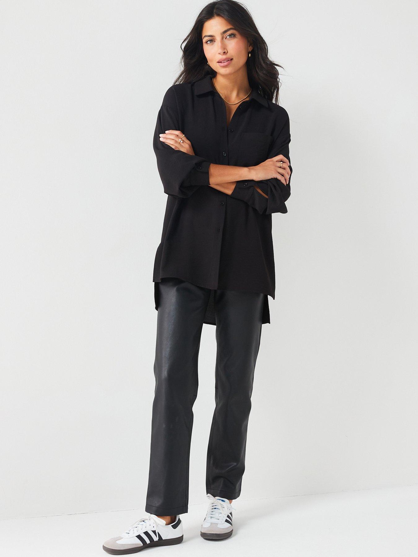  image of v-by-very-oversized-boyfriend-shirt-black