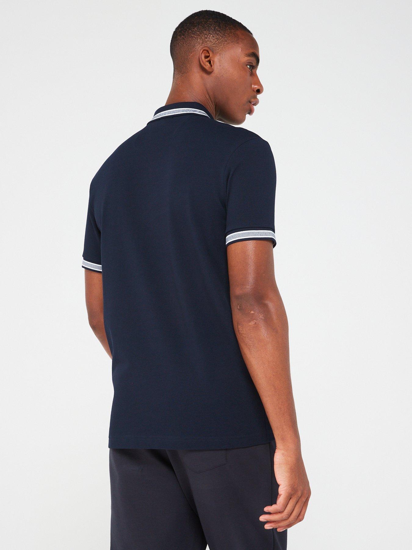 Image 2 of 4 of BOSS Mens Regular Fit Contrast Trim Polo Shirt - Dark Blue
