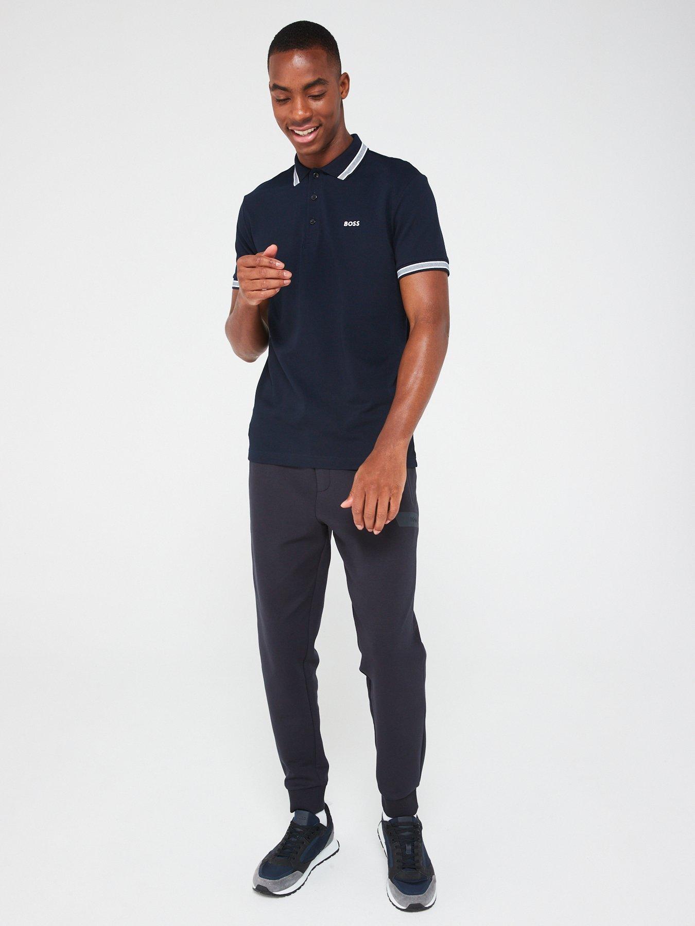 Image 3 of 4 of BOSS Mens Regular Fit Contrast Trim Polo Shirt - Dark Blue