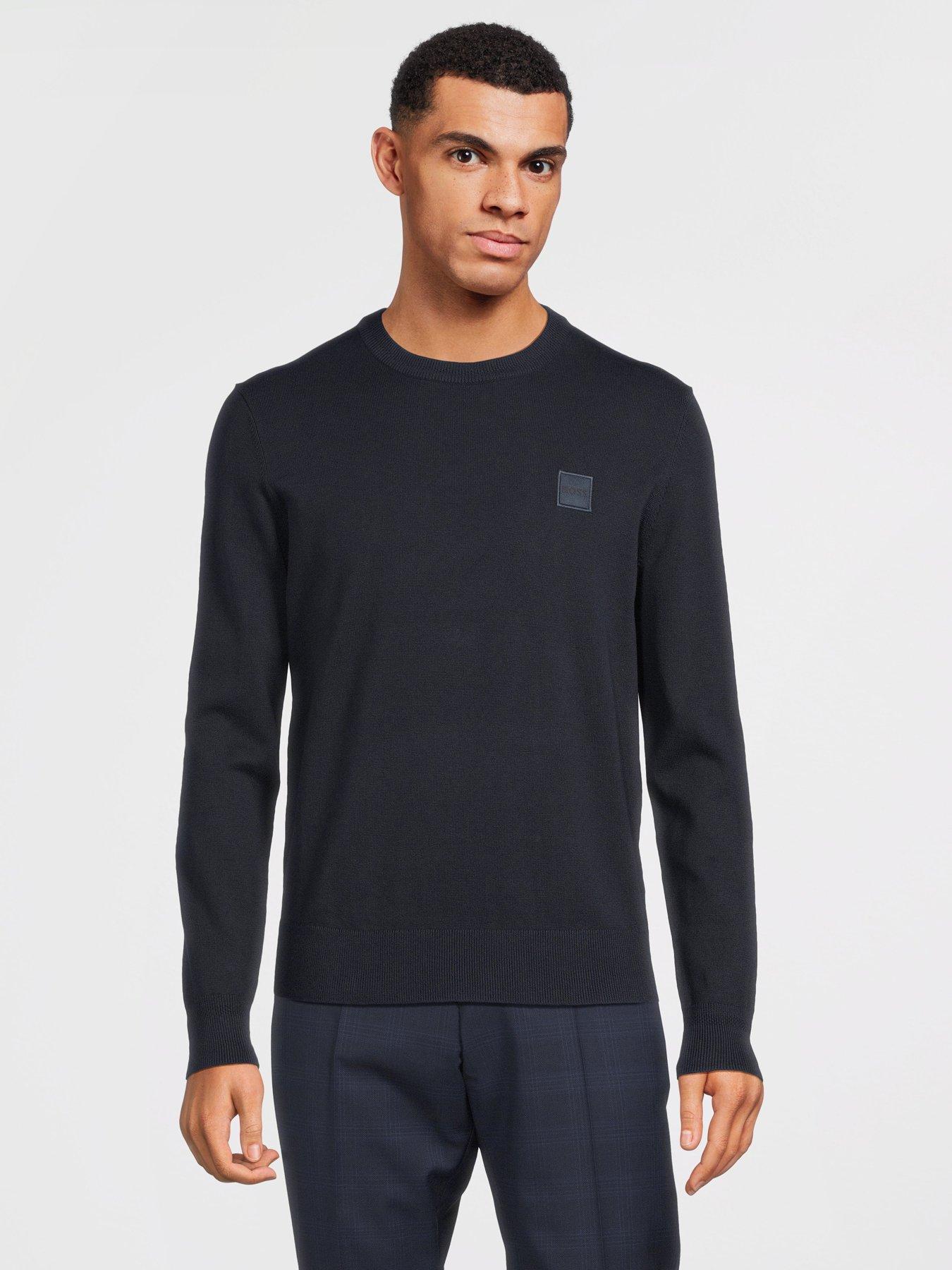  image of boss-kanovano-crew-neck-jumper-dark-blue