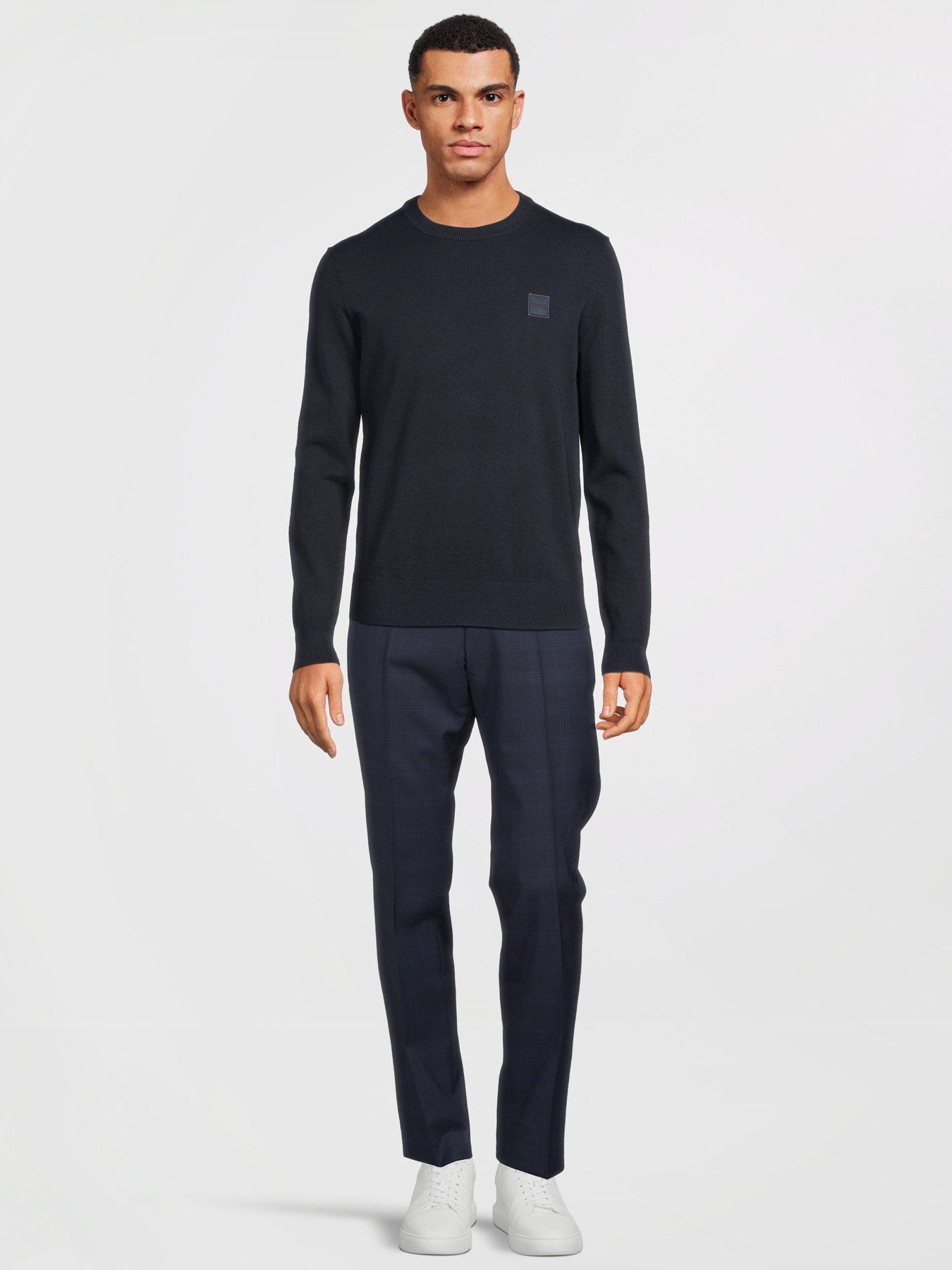  image of boss-kanovano-crew-neck-jumper-dark-blue