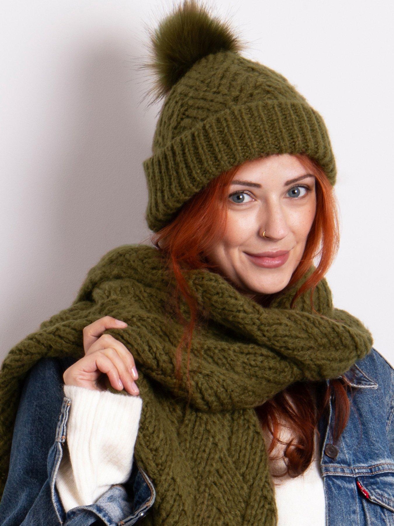  image of totes-knitted-hat-and-scarf-set