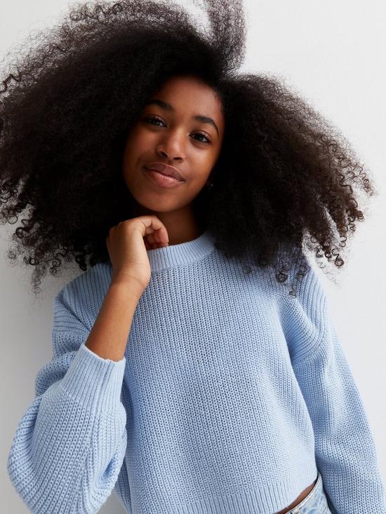 front image of new-look-915-girls-pale-blue-crew-neck-jumper