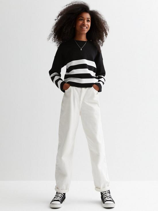 stillFront image of new-look-915-girls-black-stripe-crew-neck-jumper