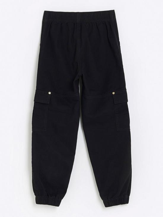 back image of river-island-girls-cargo-pocket-trousers-black