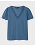  image of crew-clothing-lace-insert-short-sleeve-top-blue