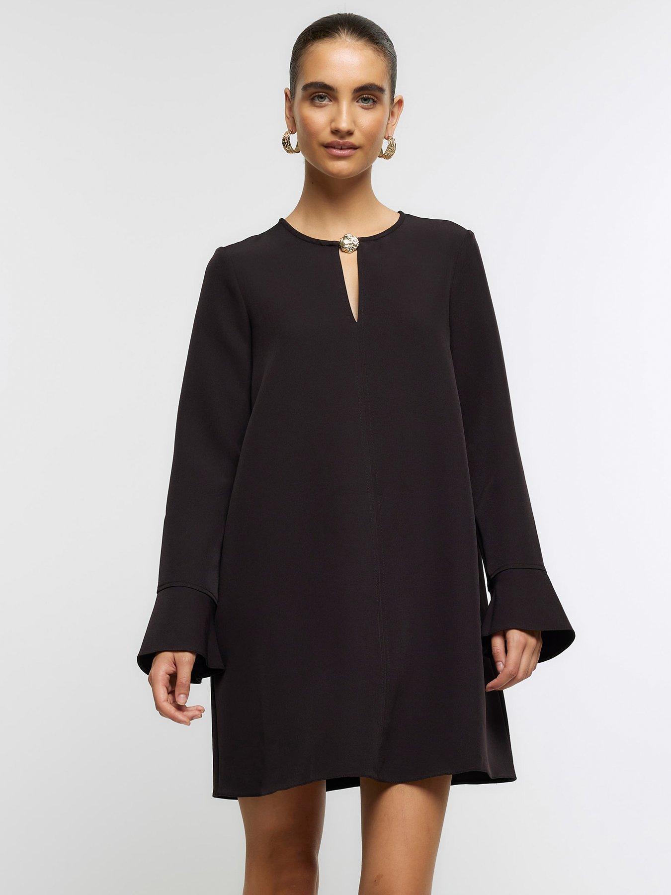 Black button shift dress outlet