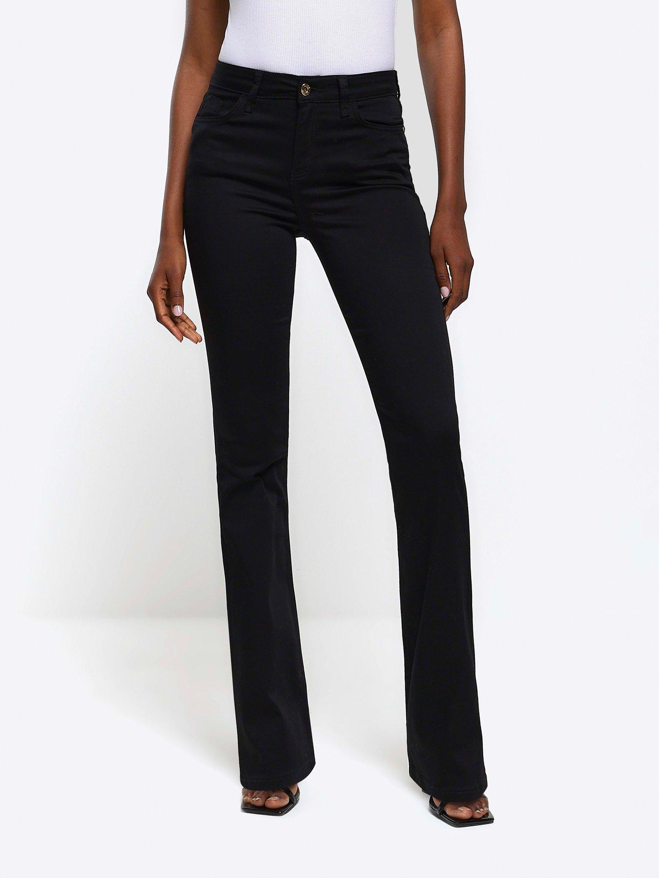 River Island Coated High Waisted Flared Jeans - Black