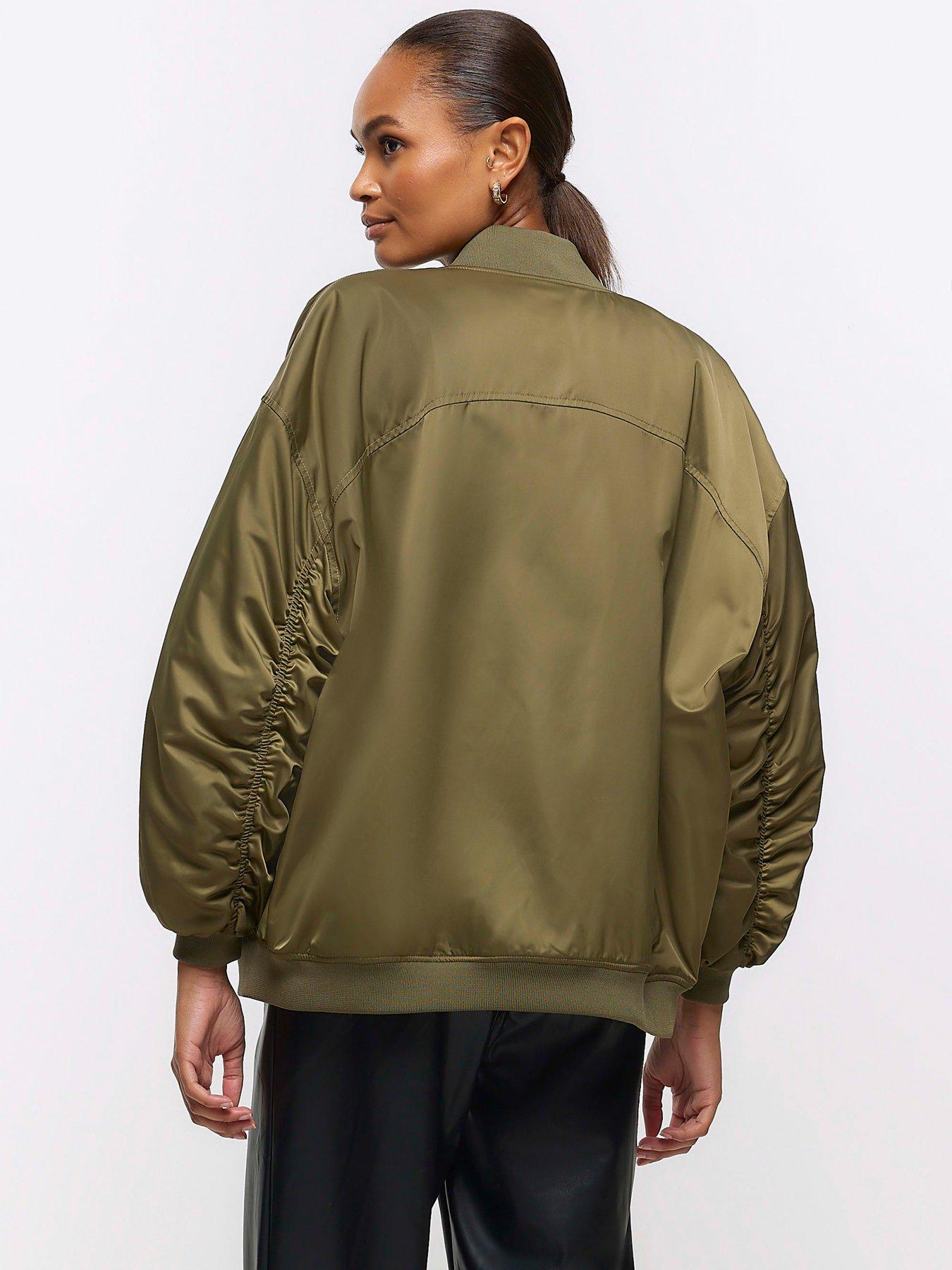 River island bomber jacket hot sale khaki