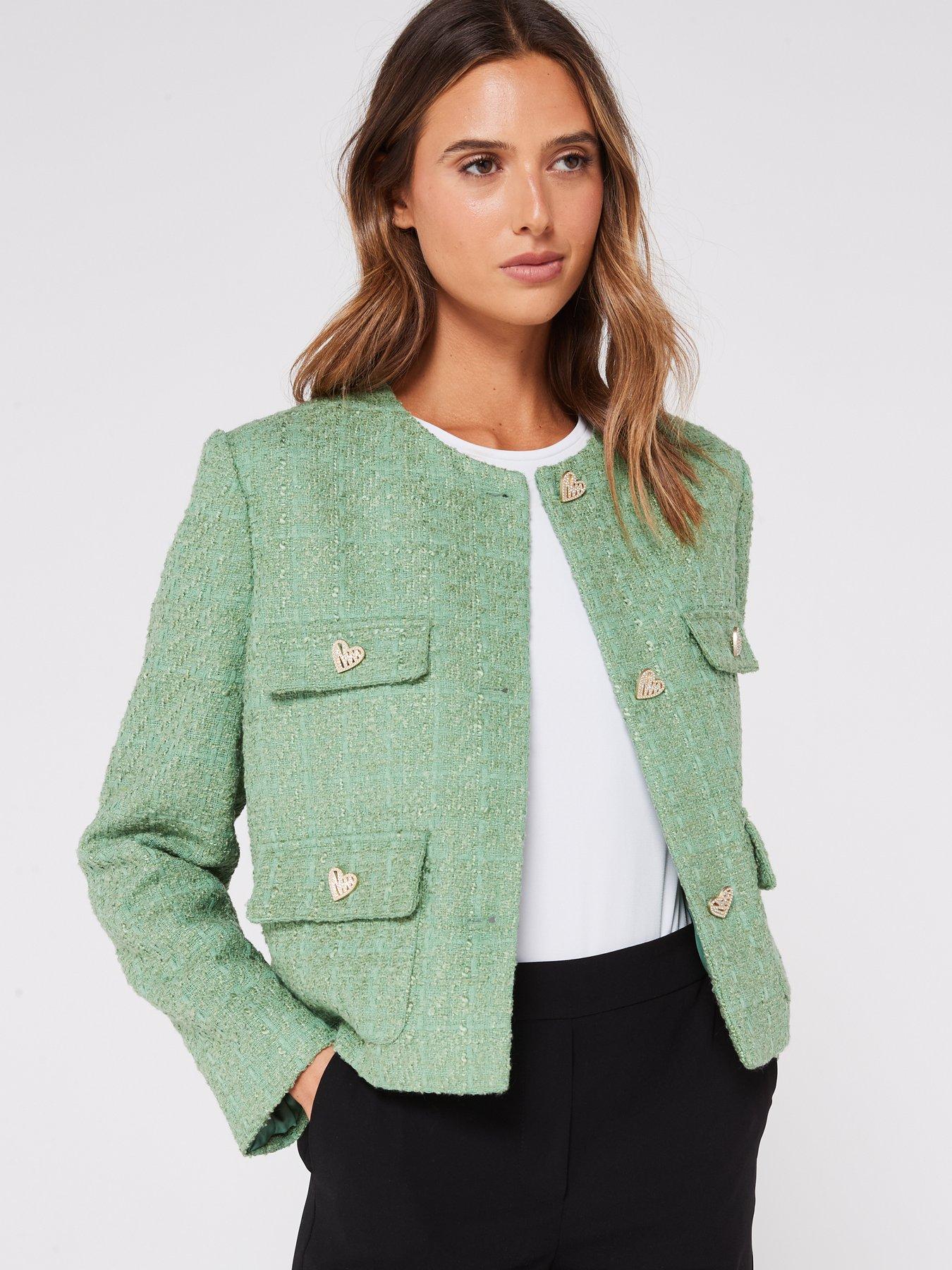 Green tweed jacket on sale womens