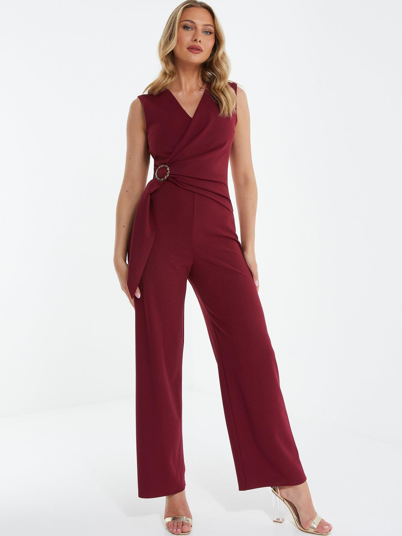 Pour Moi Tara Angel Sleeve Shine Plisse Cropped Leg Jumpsuit