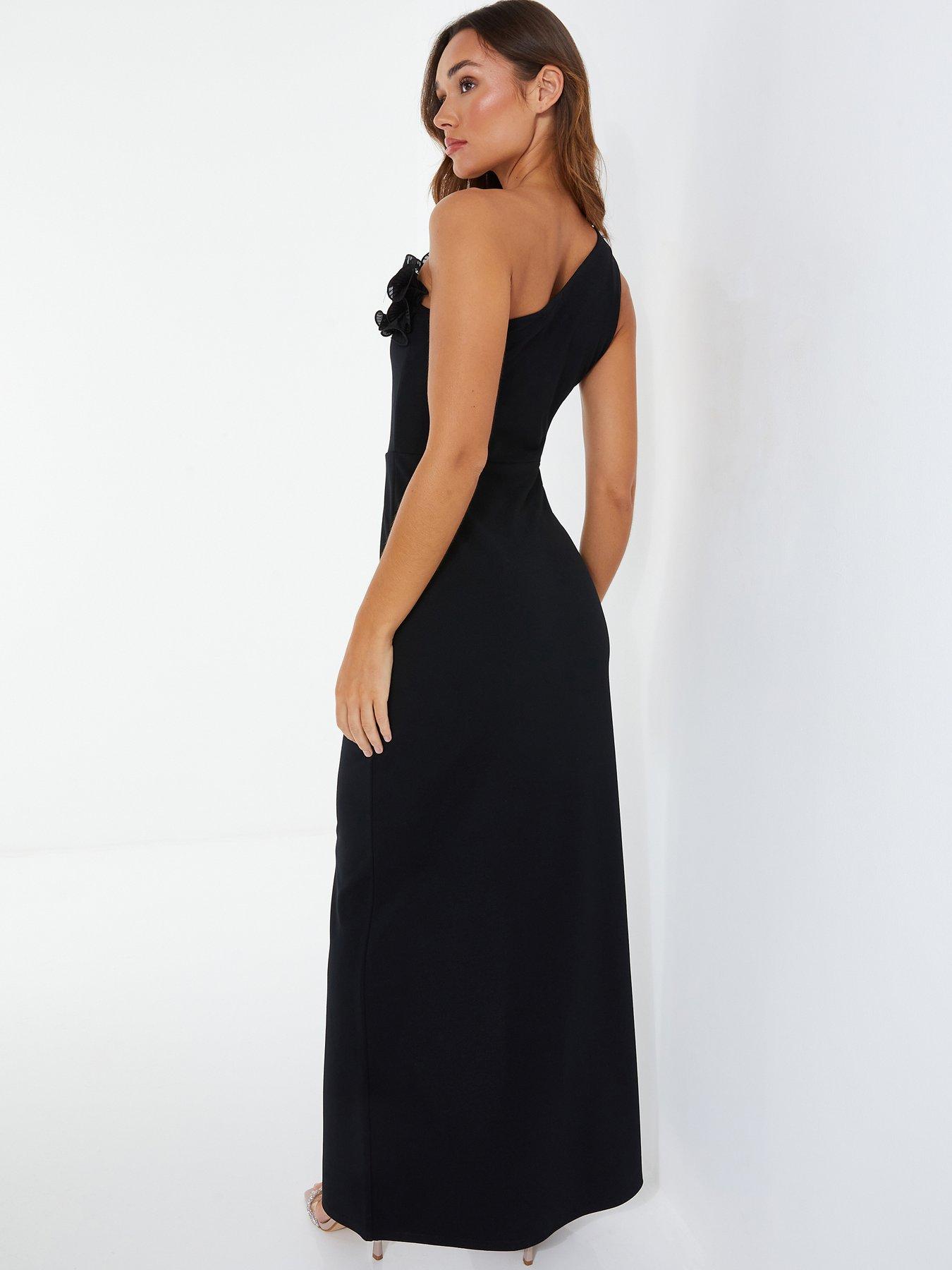  image of quiz-black-one-shoulder-maxi-dress