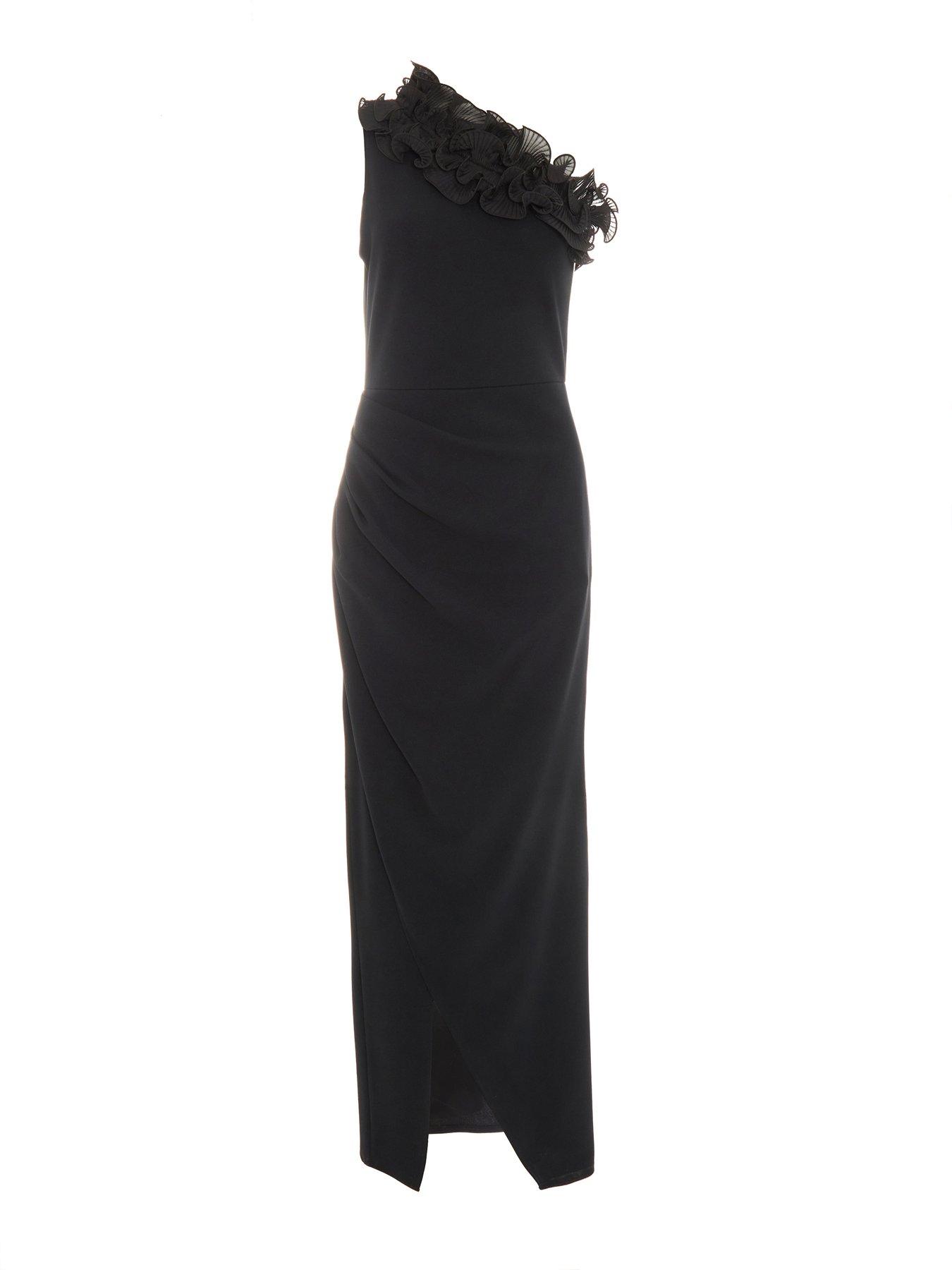  image of quiz-black-one-shoulder-maxi-dress