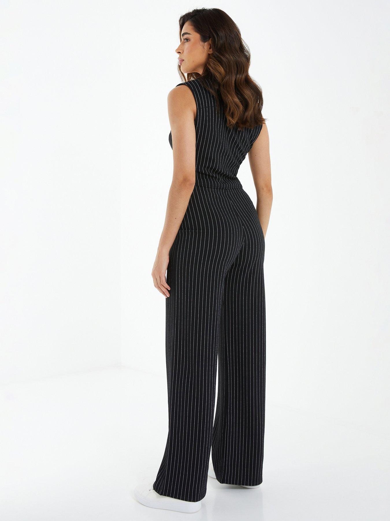 Black Pinstripe Palazzo Trousers