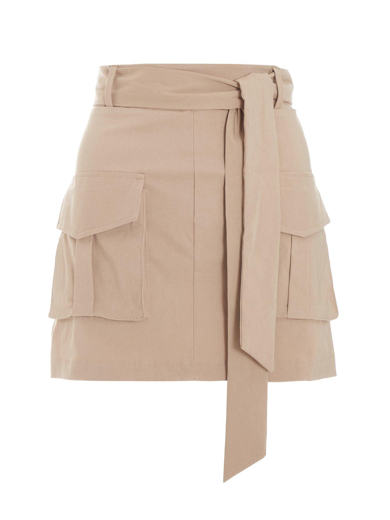  image of quiz-camel-cargo-mini-skirt