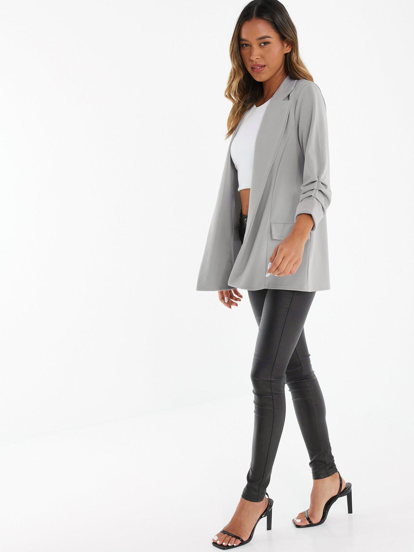 Grey ruched sleeve blazer store